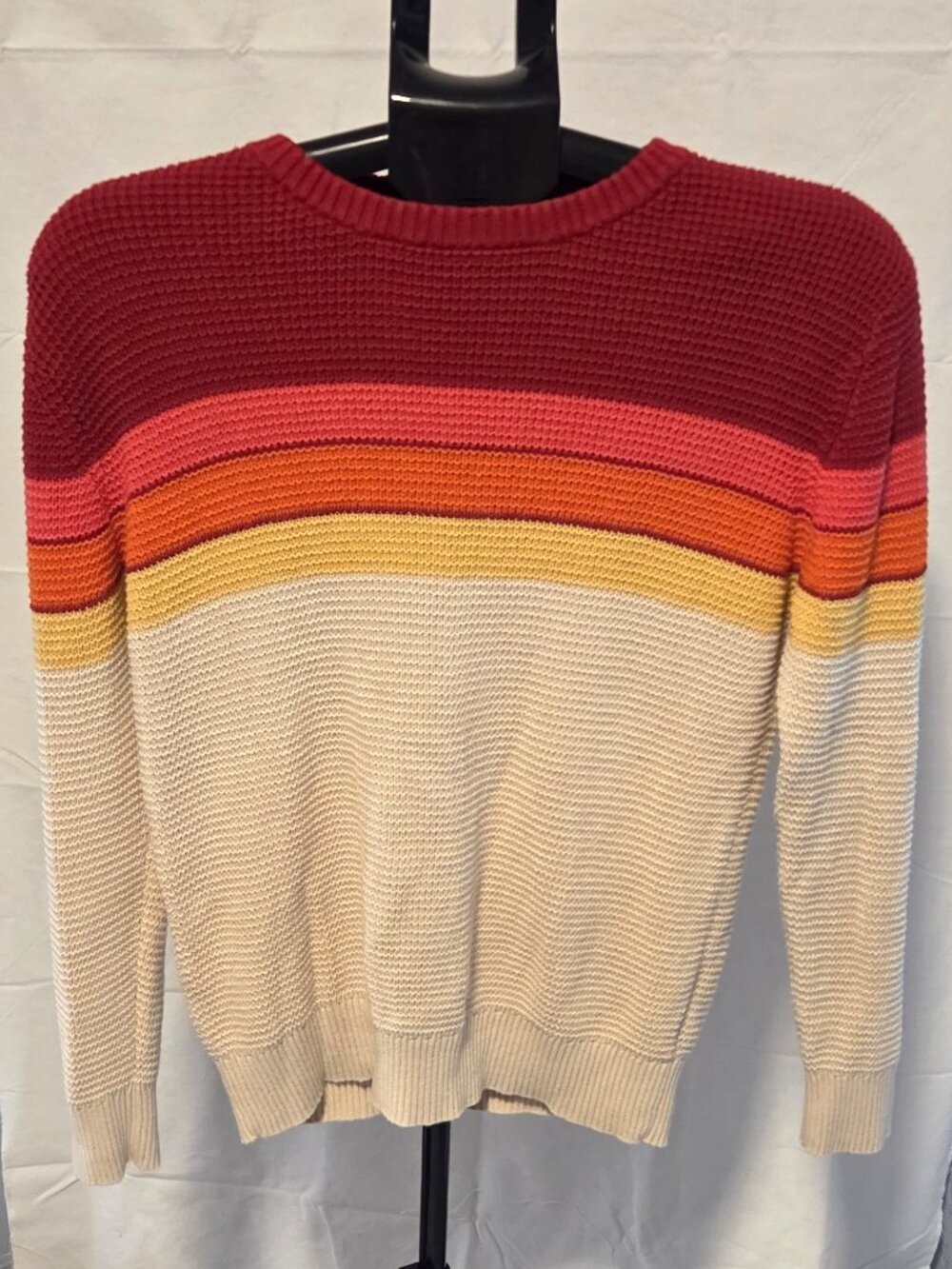 Cat & Jack Girls Multi-Color Knit Sweater sz. L -12/14- Cream, Red, Orange Yello